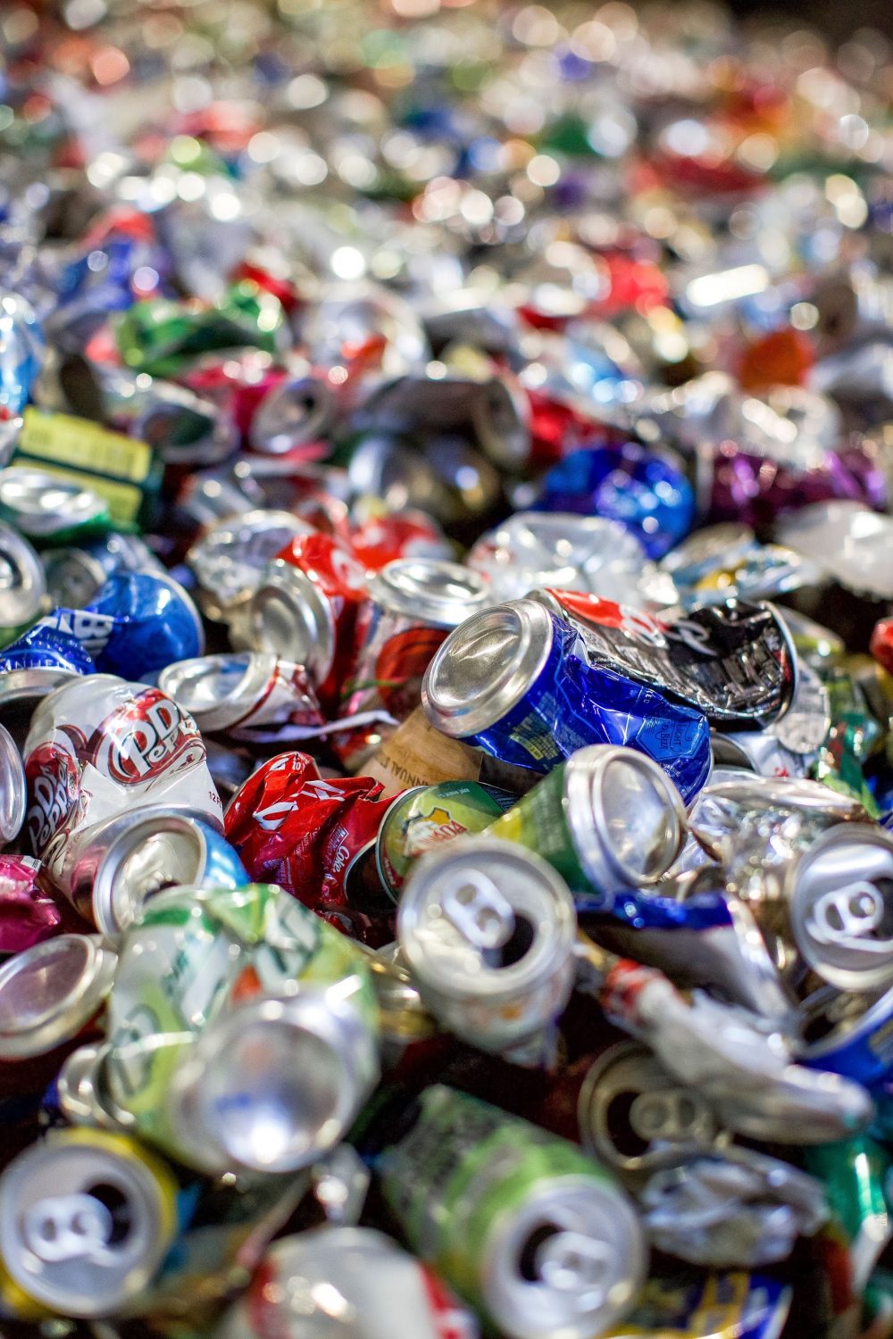 crushed aluminum cans scrap metal recycling