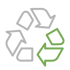 Three grey and green arrows that form to make a recycling triangle.