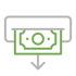 Wire icon of cash withdrawal.