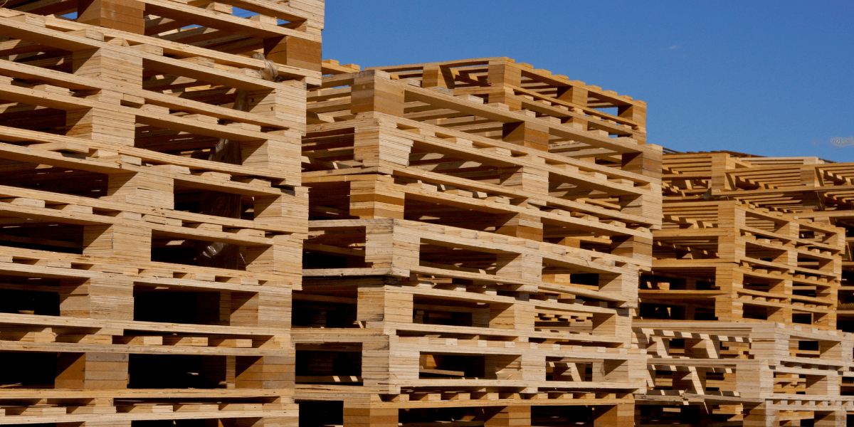 A large amount of pallet stacked very high
