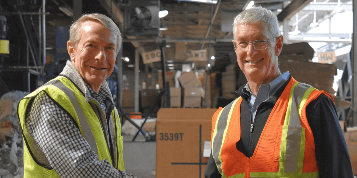 On the left is Gene Smith, President of FV Recycling and right is Don Gaines, Mid America Paper Recycling