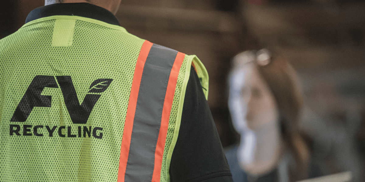 FV Recycling team member conducting an on-site waste and recycling audit at a large commercial facility.