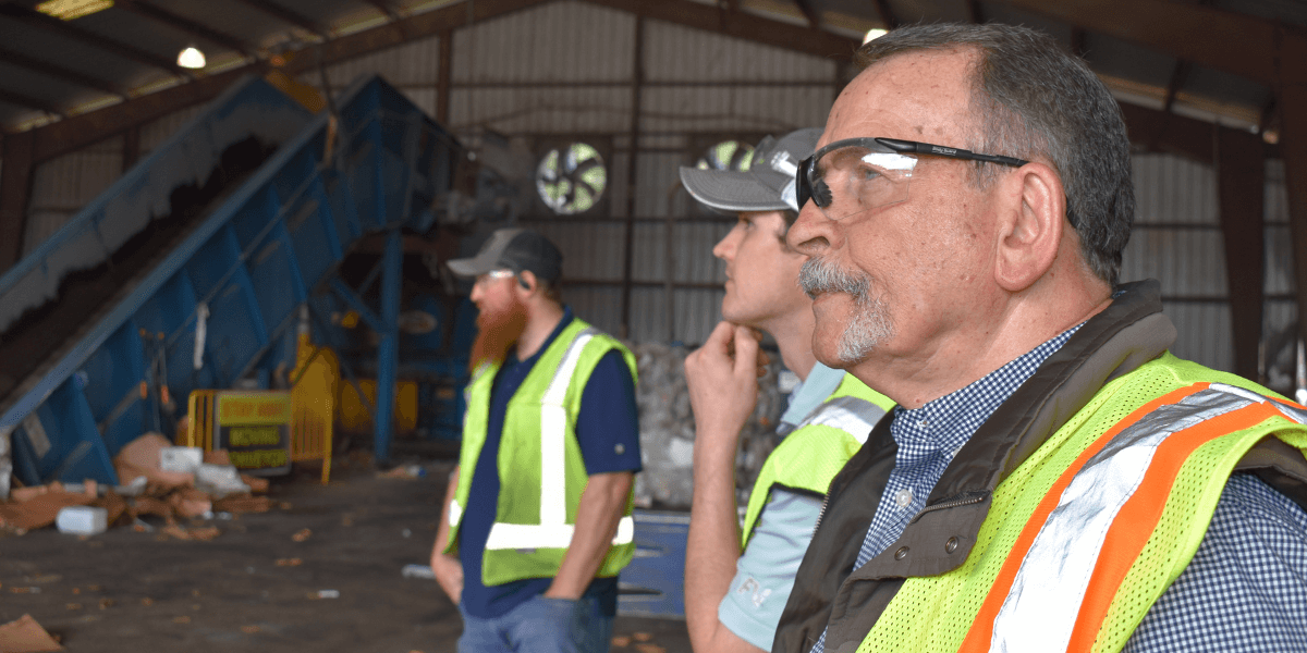 FV Recycling team conducting an on-site commercial waste audit at a recycling facility to identify cost savings.