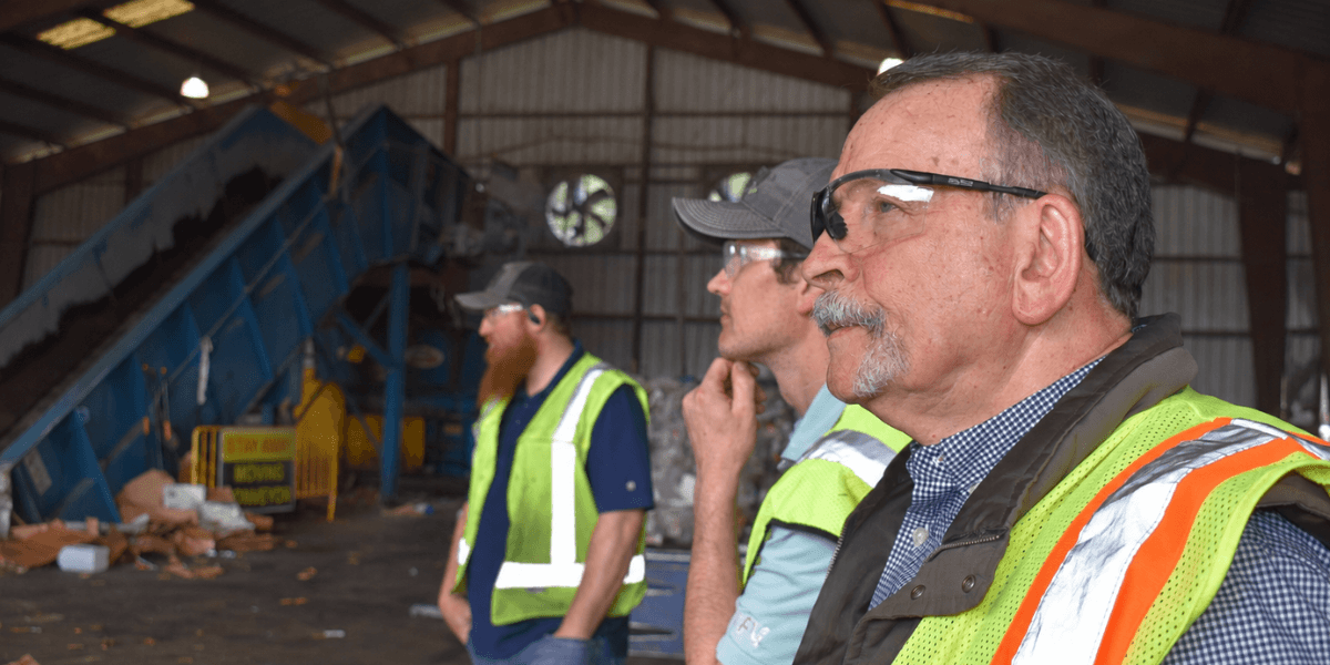 FV Recycling team conducting an on-site commercial waste audit at a recycling facility to identify cost savings.