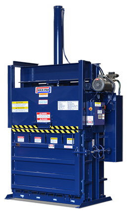 A blue baler machine.